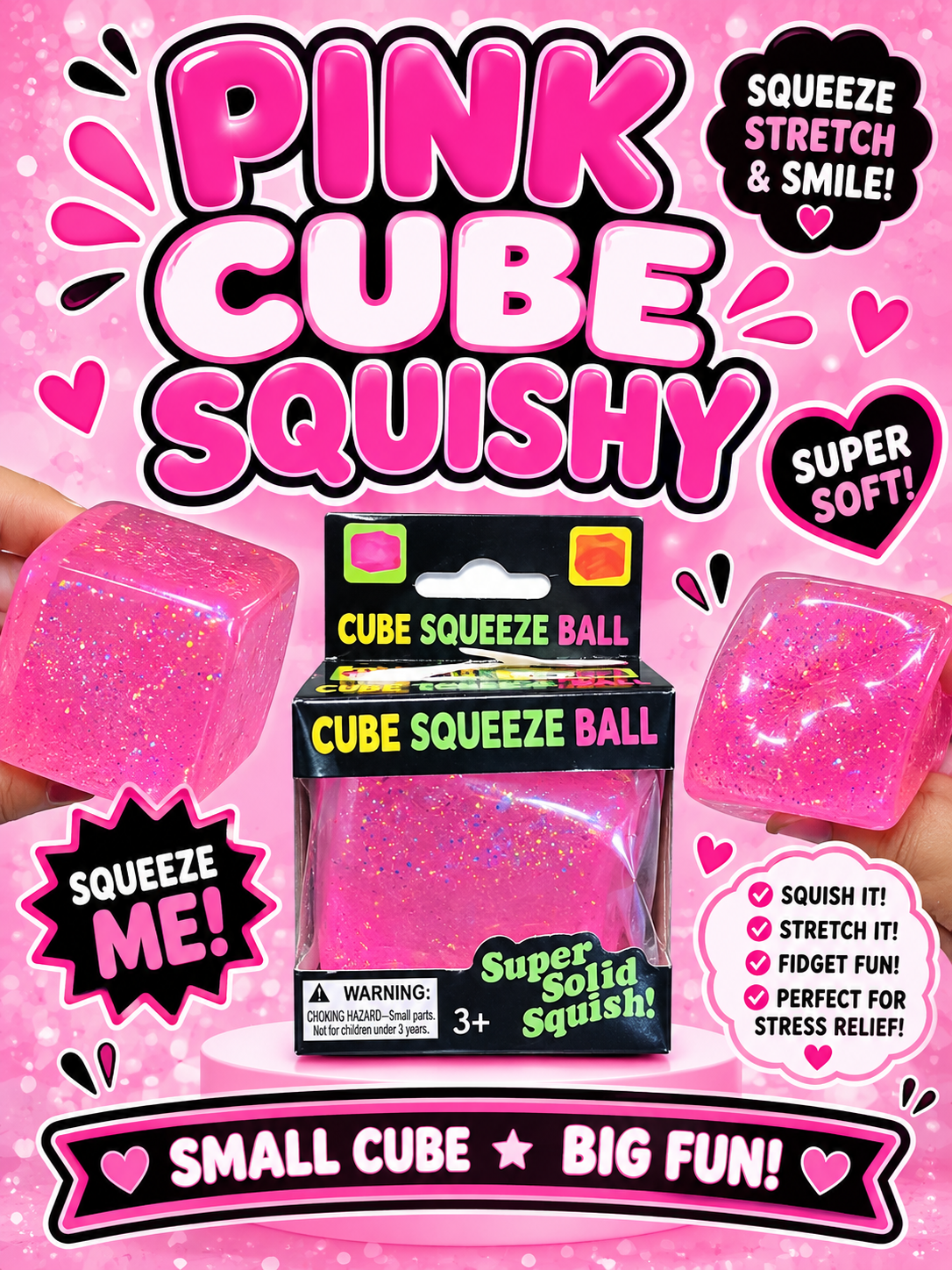 Pink Cube squishy